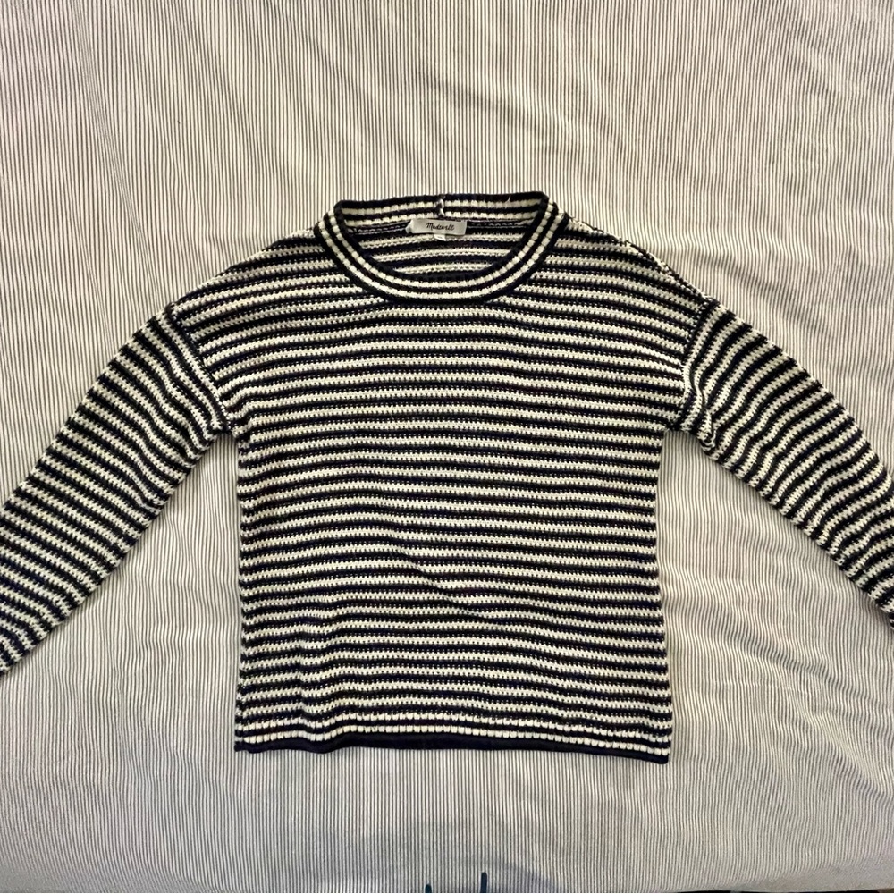 Madewell Navy and Cream Striped Knit Top